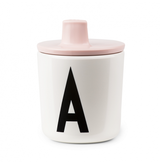 Tapa con boquilla rosa para vaso melamina Design Letters 