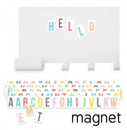 Colgador con tablero magnético y letras multicolor - Tresxics