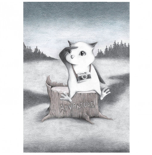 Vinilo "The owl and the tree stump" A4 - Stickstay