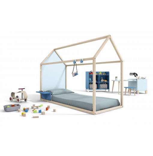 Cama casita de madera de haya natural para cama 90 x 190 - Muebles Ros
