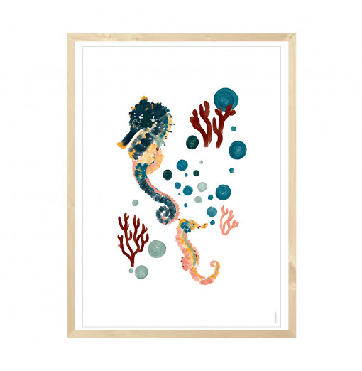 Lámina "Seahorses Coral & Bubbles" - Amayadeeme