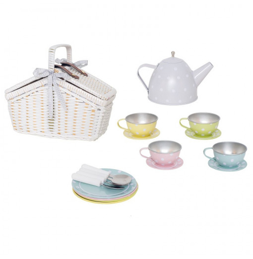 Set de té de juguete en cesta de picnic - Jabadabado